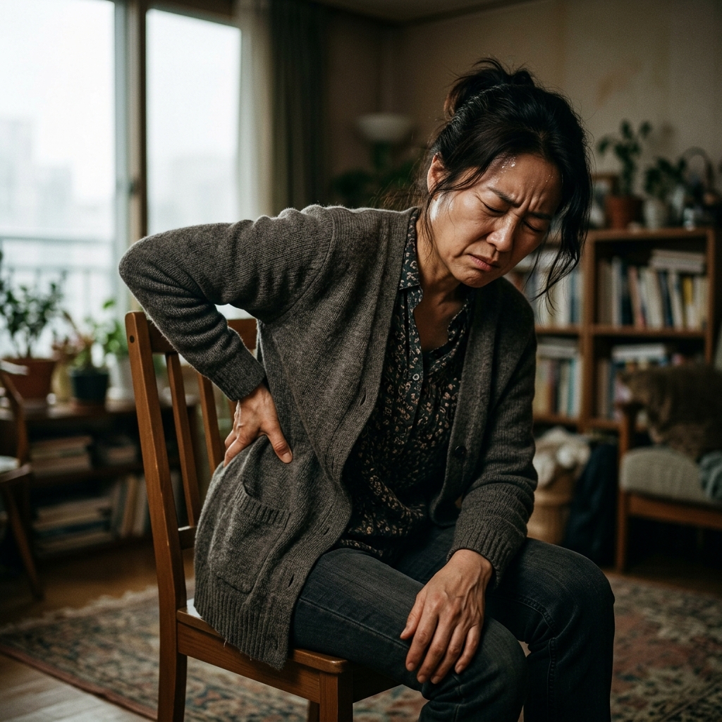 의자에서 등 통증 호소